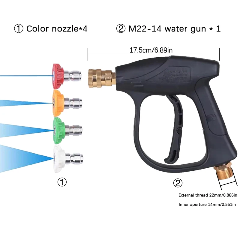 Car Washer High-pressure Accessories Multifunction Professional Adjustable 4000psi 1/4 Quick Connector Car Wash Trigger Gun 5