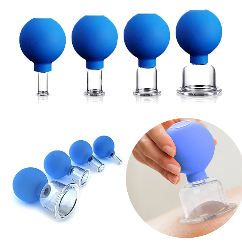 4pcs Cupping Therapy Kit Massage Vacuum Cupping Cans Jars Glass Cans for Face Massage Anti Cellulite Anti-wrinkle