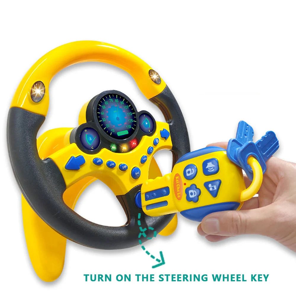 Electric Simulated Driving Steering Controller Portable Wheel Copilot Toy With Light And Sound Educational Sounding For Kid Gift 4