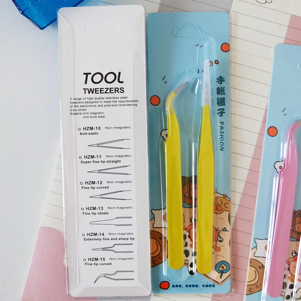 Steel Tweezers 2PCS MINKYS Candy Color For Journal Sticker ESD Beauty Salon DIY