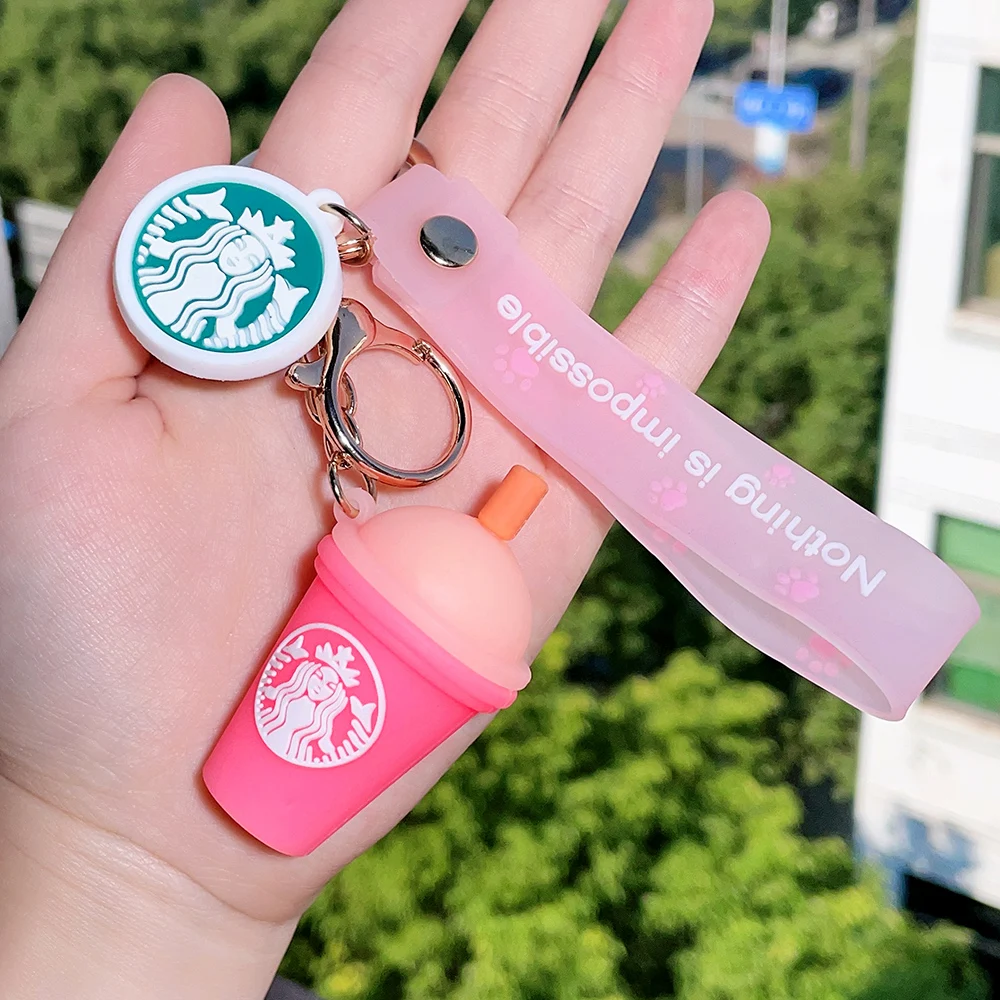 Fashion Starbucks Coffee Cute Pink Cup Keychain Kawaii Trendy Milk Tea Cup  Keyrings Jewelry for Women Brithday Gifts Accessories - AliExpress