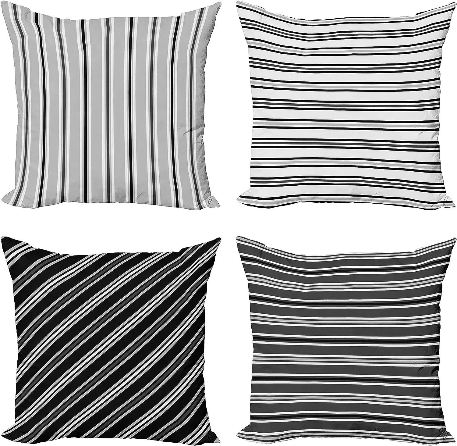 

Stripes Pillow Cover Cushion Cover, Abstract Simple Style Diagonal Vertical and Horizontal Lines Digital Printing Pillow Case