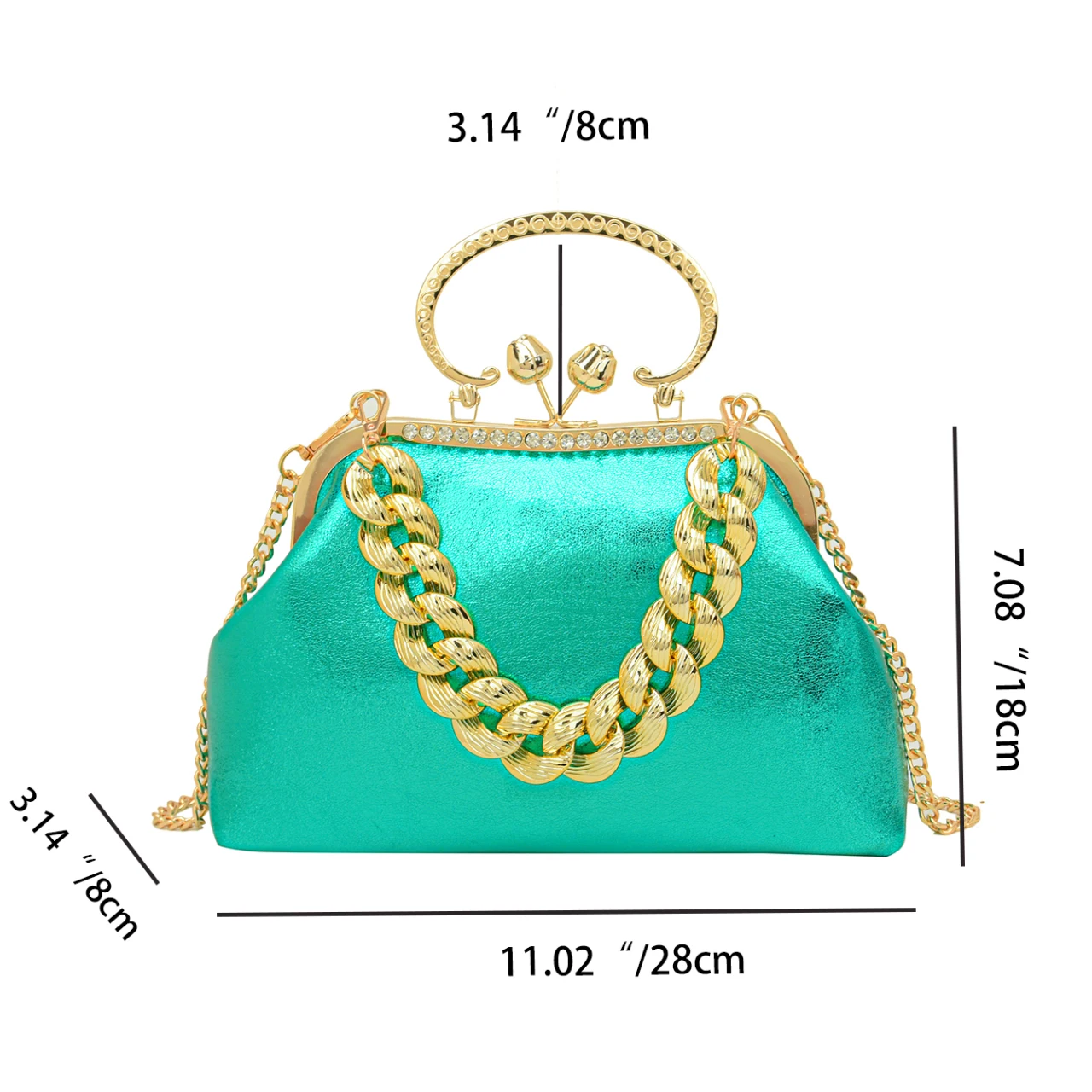 Top Brand Shoulder Bag Women Shell Clip Clutch Purse Winter Green Gold Silvery Black Coffee Handbag Designer Crossbody Bag