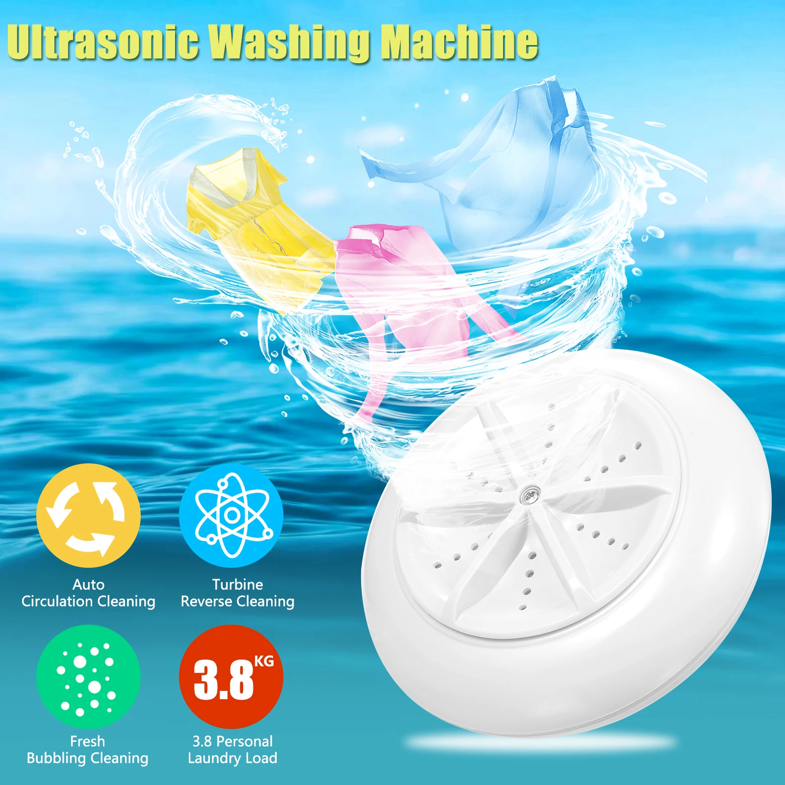 Portable Mini Washing Machine Laundry Underwear Socks Washer Personal Rotating Ultrasonic convenient Washer for Home Dormitory