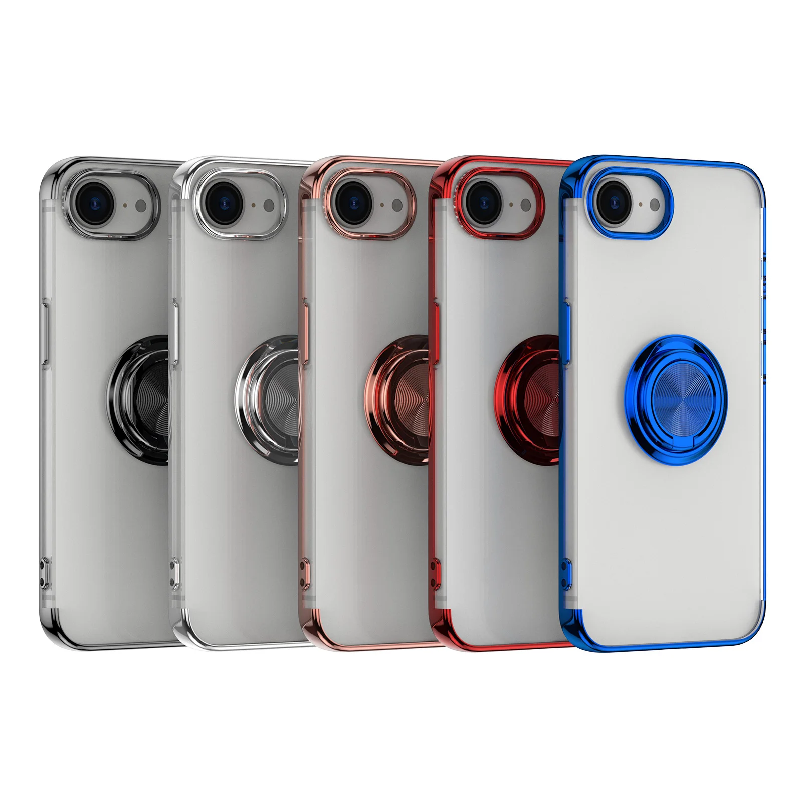 Shockproof Clear Silicone Phone Case with Ring Holder and Magnetic Bracket