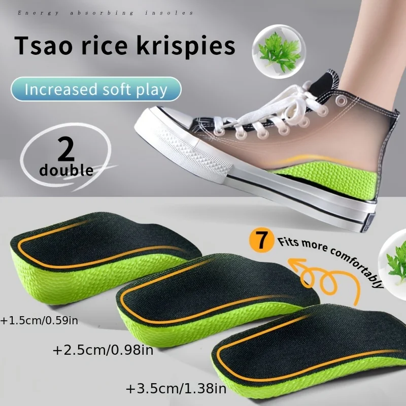 1 Pair of invisible booster insoles (men's and women's shoes) heel lifter, arch support heel lifter Memory foam insoles