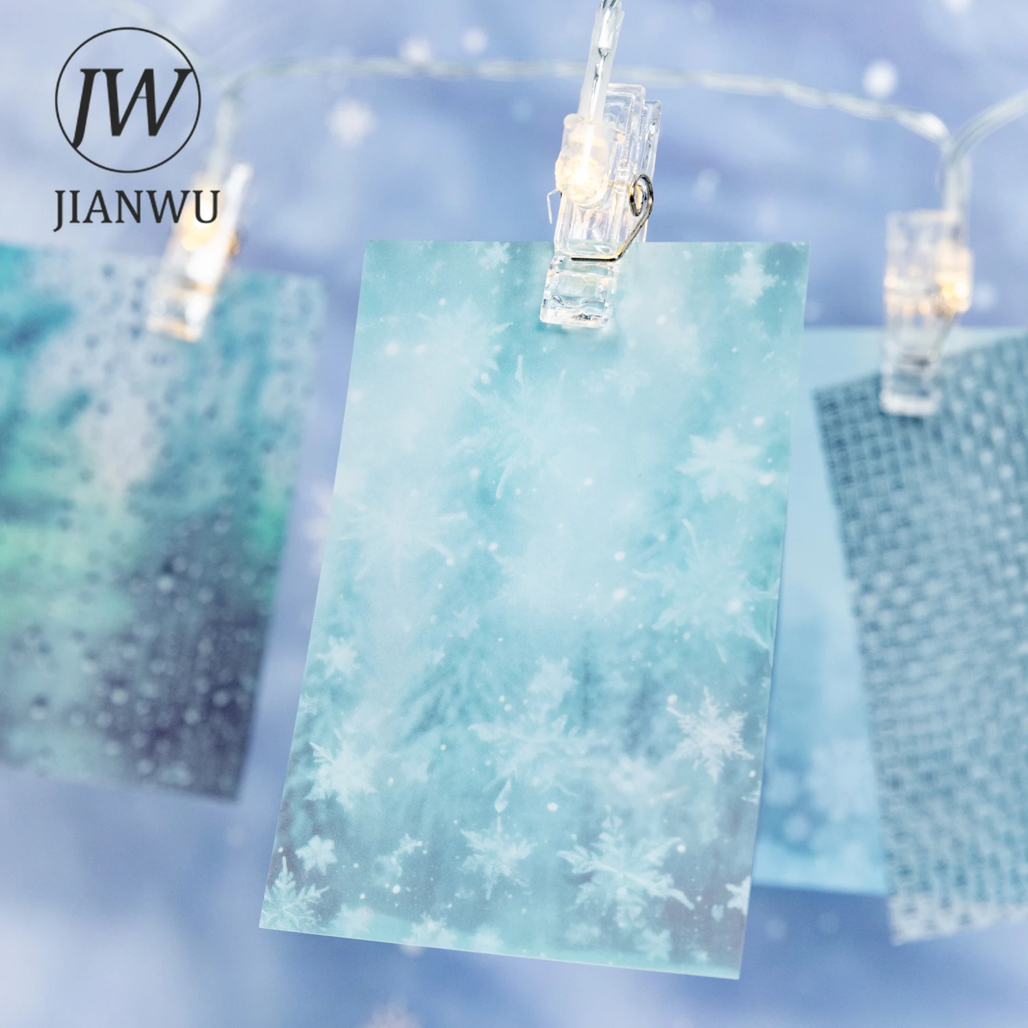 JIANWU 빛은 유리를 통해 통과합니다 시리즈 빈티지 스노우 라이트 풍경 소재 콜라주 PET 스티커 창의적인 저널 문구류