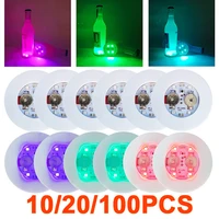 10-100PCS LED Flash Coaster Lights Battery Powered Luminous Bottle Stickers Wine Cup Mats Lamp Ktv Bar Party Drink Cups Decor 1