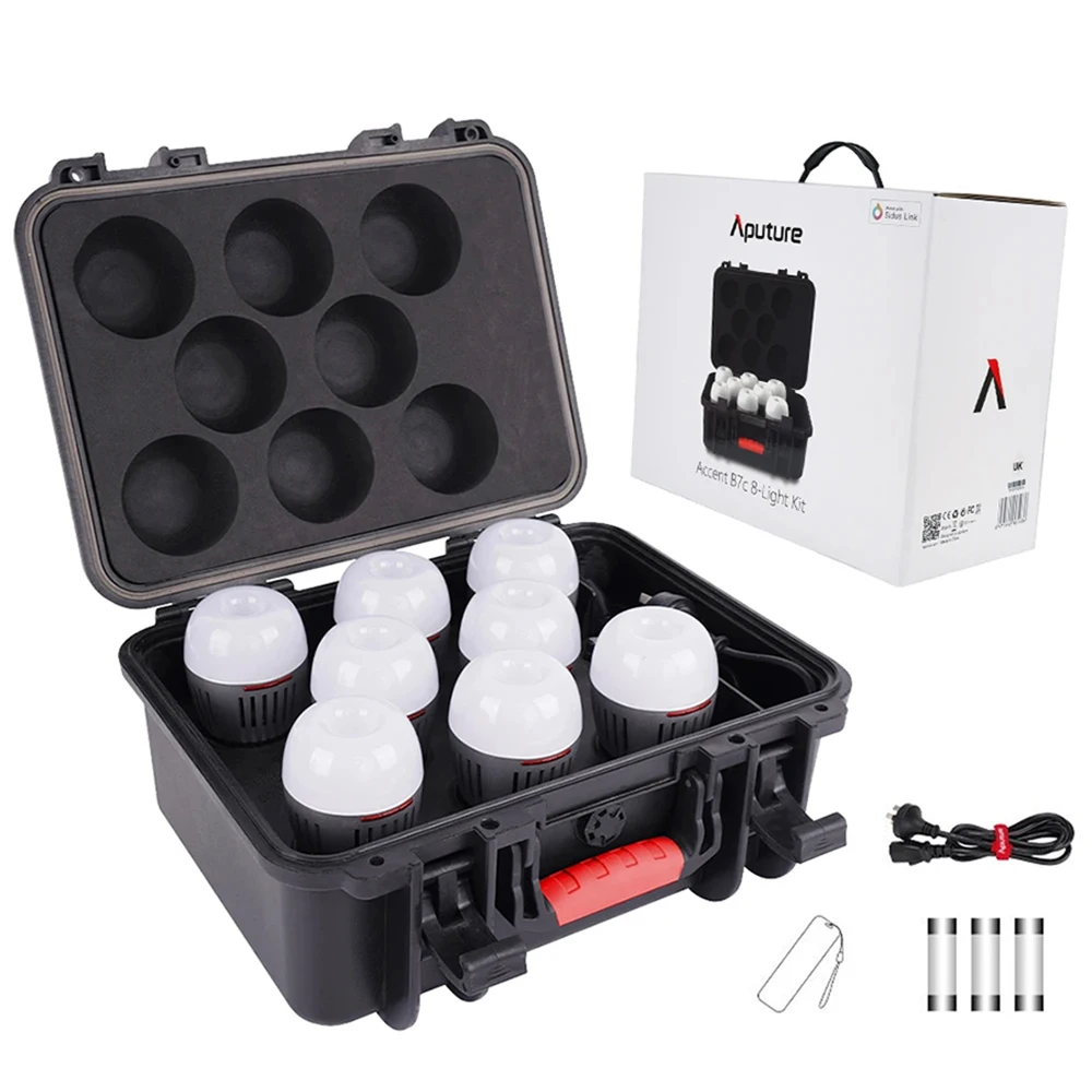 

Aputure ACCENT B7C 8 светильник KIT 7W RGBWW светодиодная умная лампа с зарядным устройством 2000K-10000K полноцветная лампа для фотокамеры