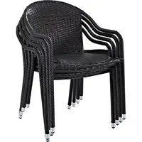 Palm Harbor 4-Piece Stackable Outdoor Chair Set Wicker Patio Chairs Dining Porch Brown 2