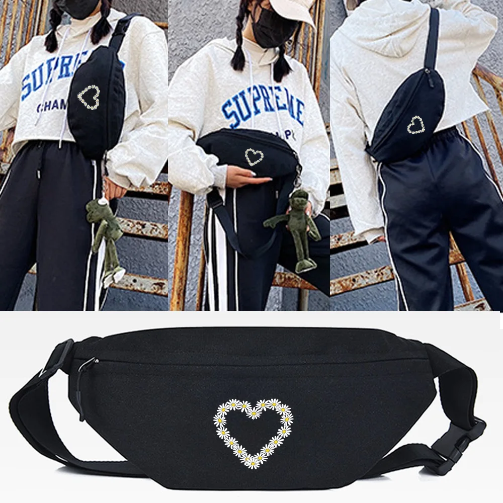

Waist Bag Sport Chest Pack Shoulder Bag Love Print Banana Bag Men Female Casual Functional for Outdoors Sports Crossbody Women