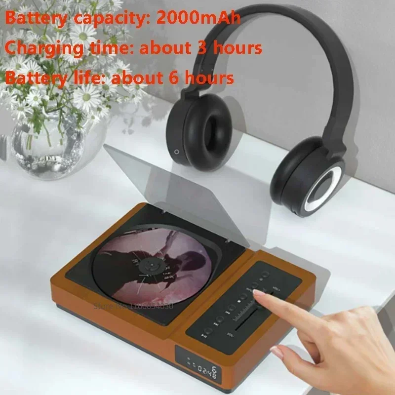 HIFI 사운드 블루투스 5.2, 고음 및 저음 조절 가능, 휴대용 CD 오디오 플레이어, 배터리 내장, Thinkya R01 레트로 CD 플레이어, 신제품