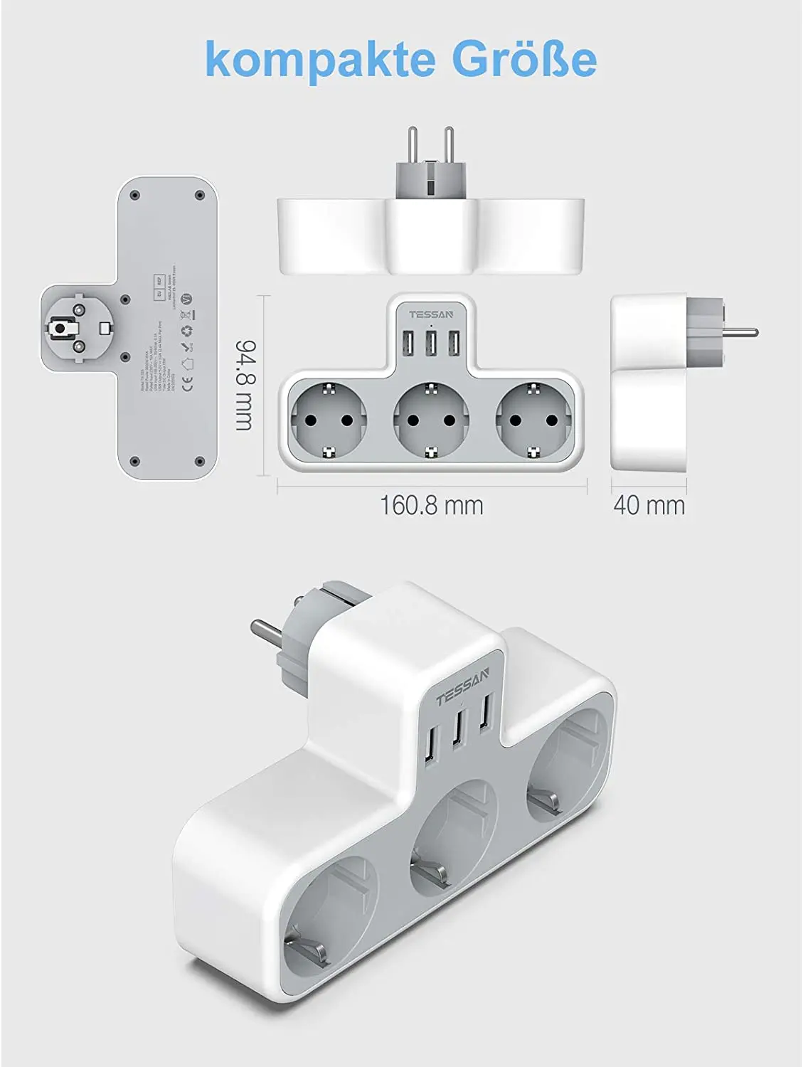 Comprar TESSAN enchufe USB UE con 1/3 salidas de CA, 2/3 puertos