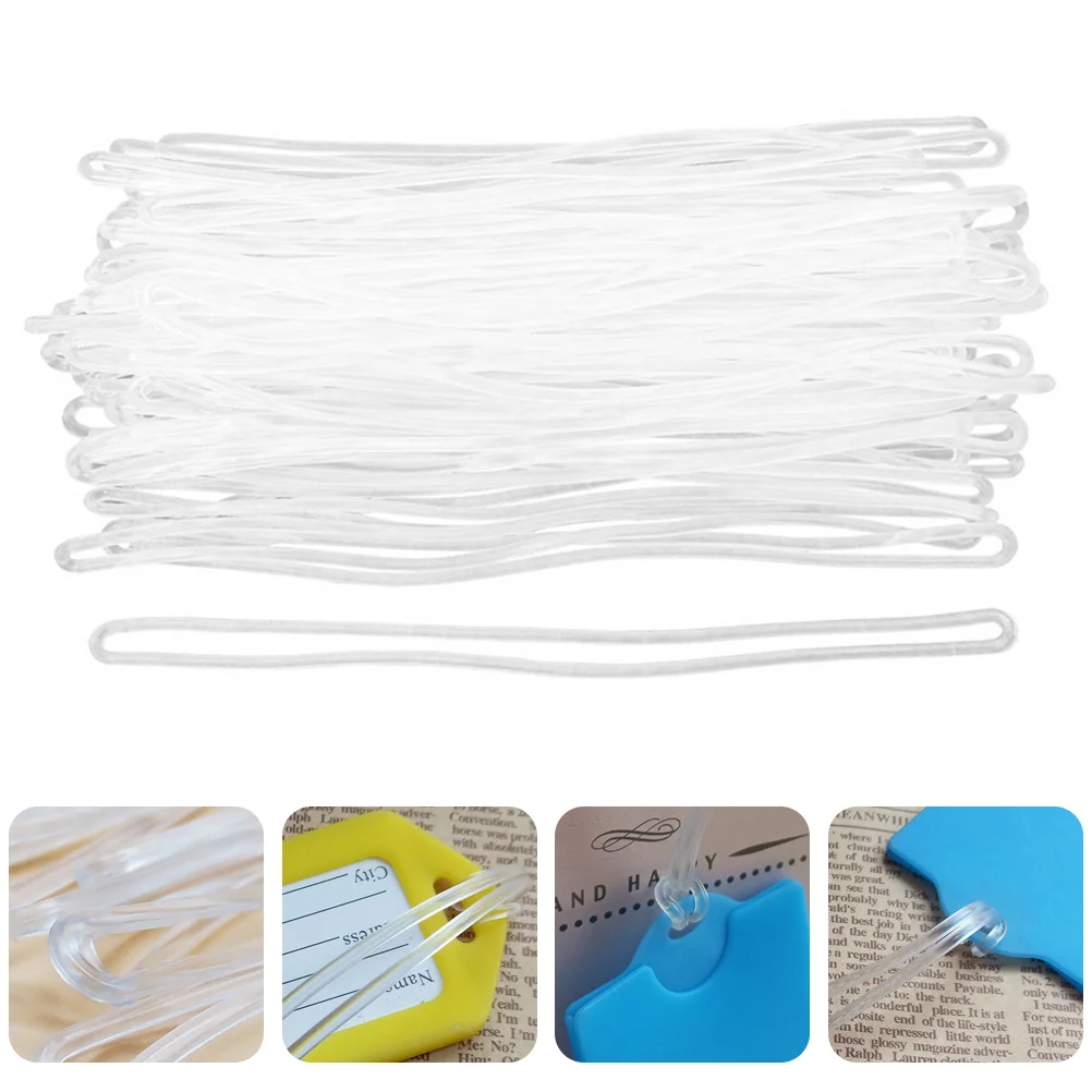 1 Set 100 Pcs PVC Luggage Loops Luggage Tag Worm Loops Straps (Transparent) 3