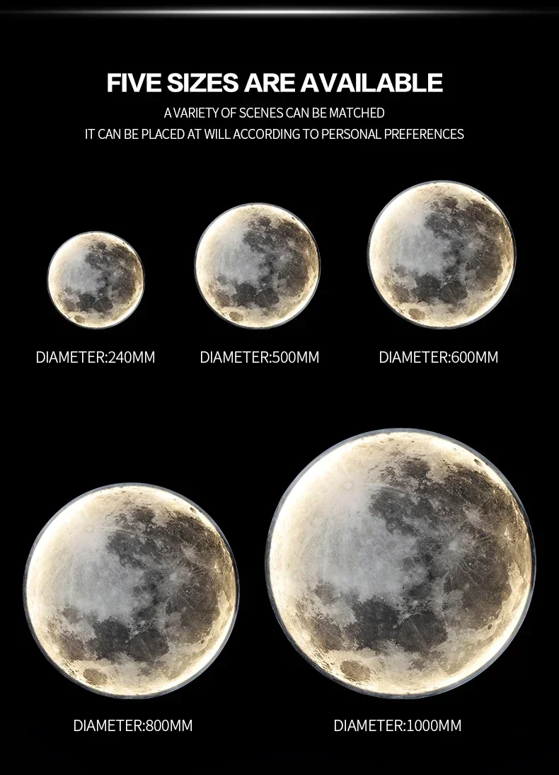 Description Picture 3 of itemNewset LED Modern Simple Bedside Wall Lamp Net Red Creative Living Room Bedroom Moon Mural New Balcony Stair Aisle Lamps