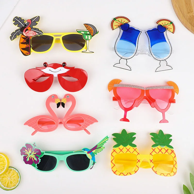 2-9Pcs Hawaiian Glasses Kit Luau Summer Birthday Decoration Tropical Party Favors Funny Sunglasses Props Beach Wedding Supplies
