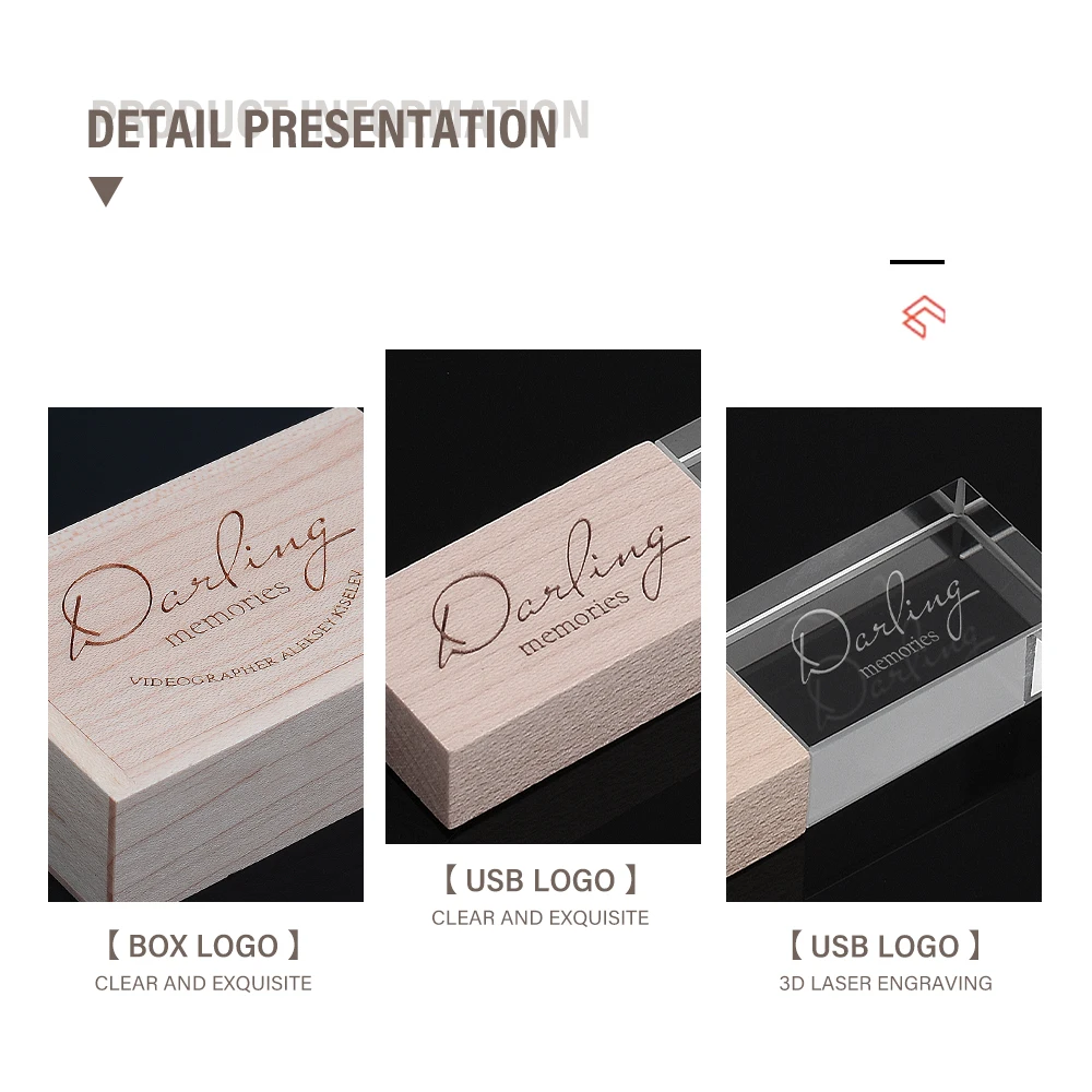 새로운 크리스탈 USB 3.0 플래시 드라이브 128GB 무료 사용자 정의 로고 메모리 스틱 64GB 사진 웨딩 스튜디오 펜 드라이브 32GB 크리 에이 티브 선물