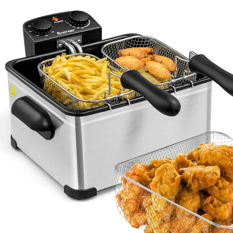 Professional Electric Deep Fryer with Triple Baskets