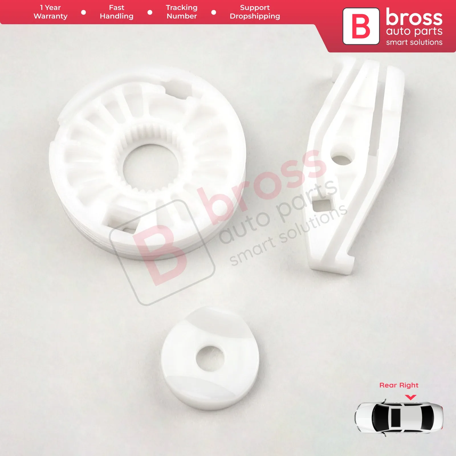 Bross Auto Parts BWR791-1 Window Regulator Repair Slider Brackets Wheel Rear Right Door for New Beetle Cabriolet 2003-2010
