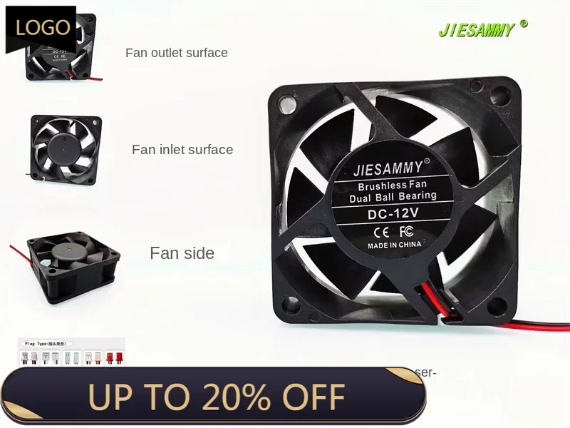 

JIESAMMY 6025 double ball bearing 6CM cm 24V 12V 5V variable frequency chassis cooling fan60*60*25MM