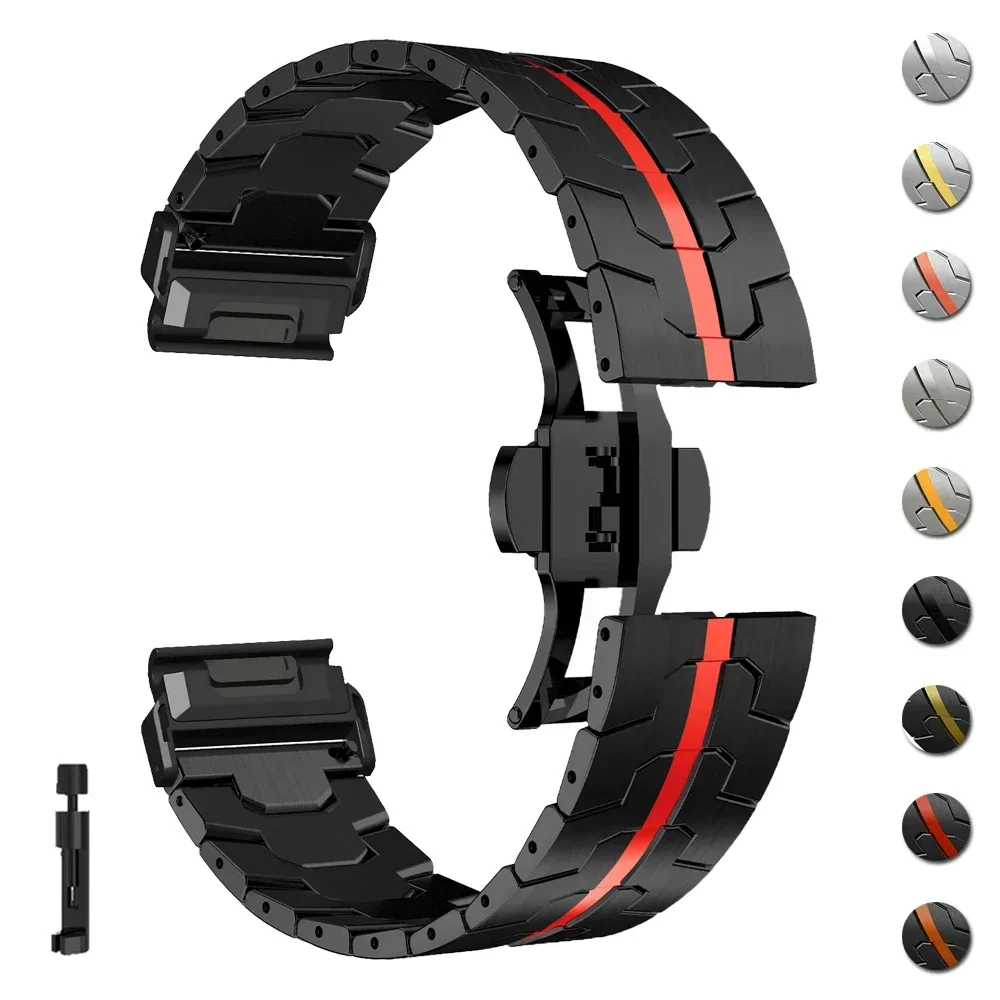 Premium Titanium Color Stainless Steel QuickFit Metal Watch Strap Replacement