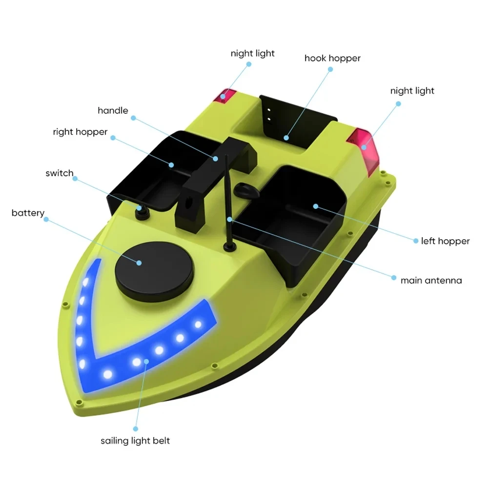 GPS RC Bait Boat with Bag 600M Remote Control Fishing Bait Boat 99 Points Fishing Feeder Boat with 3 Bait Containers 5