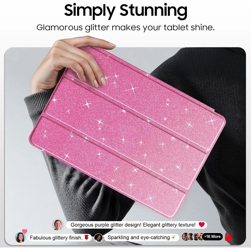 Elegant Sparkling Tablet Case with Pencil Holder
