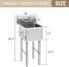 Commercial Stainless Steel Sink 1 Compartment NSF Prep Utility Sink with 8" Faucet 15" L x 15" W x 12" D Bowl for Hotel and Home 2