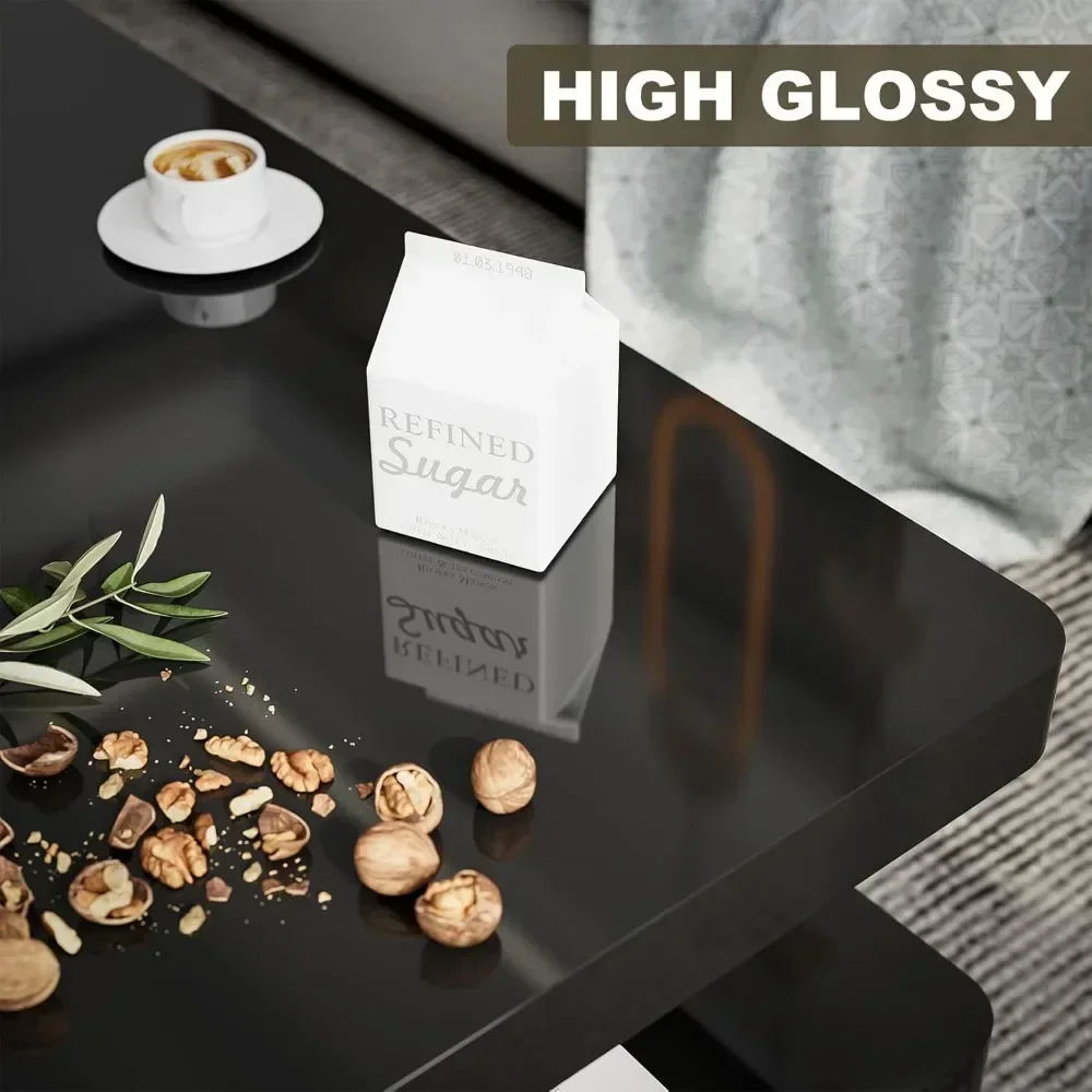 Coffee Table, Coffee Table for Living Room, Contemporary Rectangle Design Coffee Table with 16 Colors LED Lights, Coffee Tables 5
