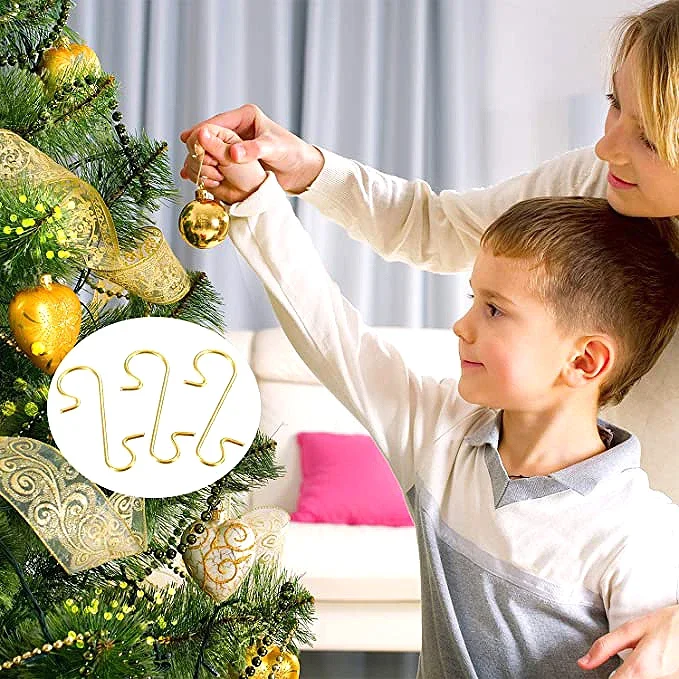 Christmas Metal S-Shaped Hooks Xmas Tree Ball Gold Silver Pendant Hanging Holders Home Party Christmas Decoration Hook 100/50Pcs Christmas Decorations