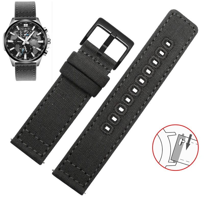 thumbnail image 1 of Correa de reloj de lona de doble cara, transpirable, deportiva, suave, para Hamilton, Seiko, Citizen, Seagull, 20 mm, 22 mm, 1 of 5