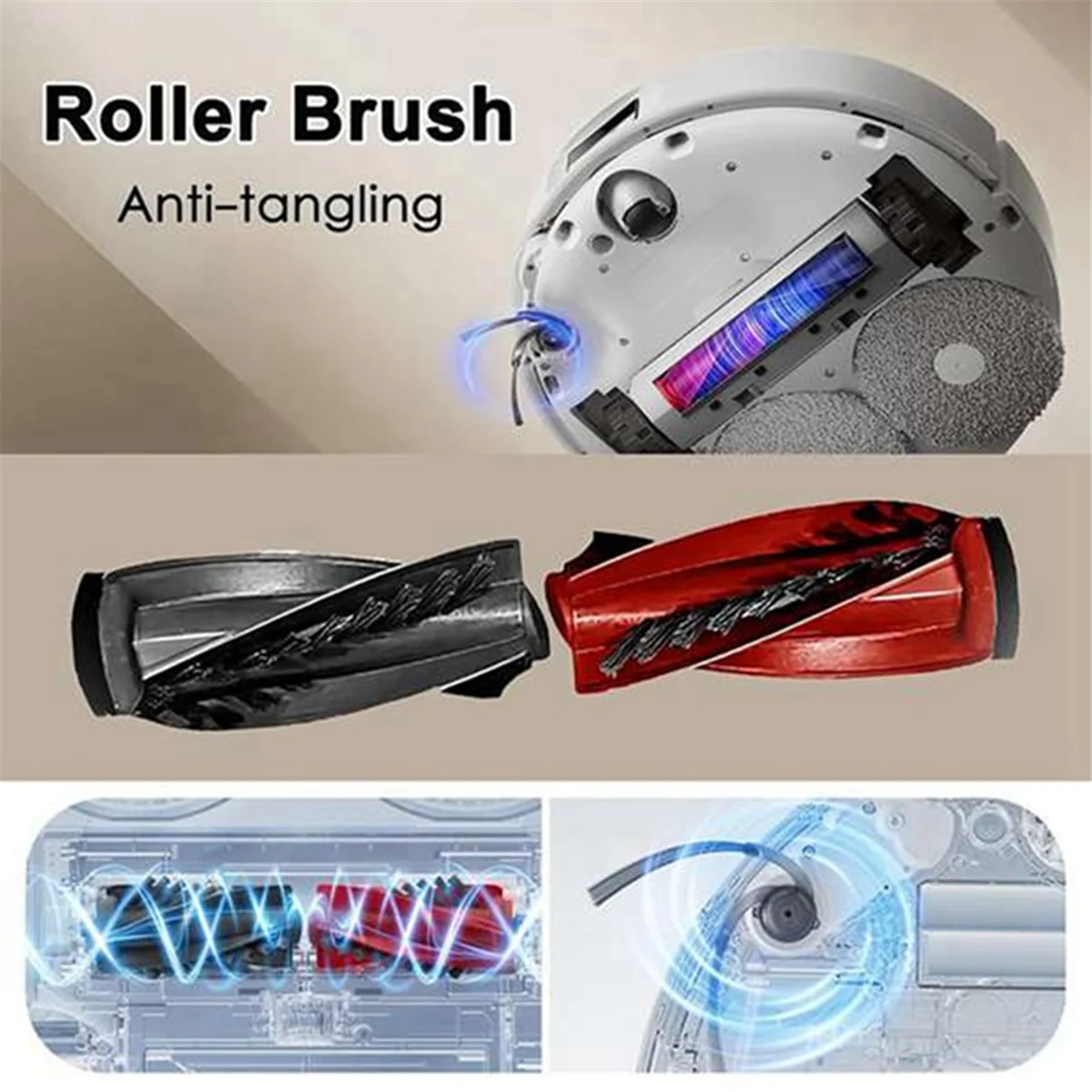 SEMOIC Roller Brush for Saros 10 / Saros 10R / Qrevo Curv Qrevo Edge Dual Short Bristle Roller Vacuum Cleaner Part