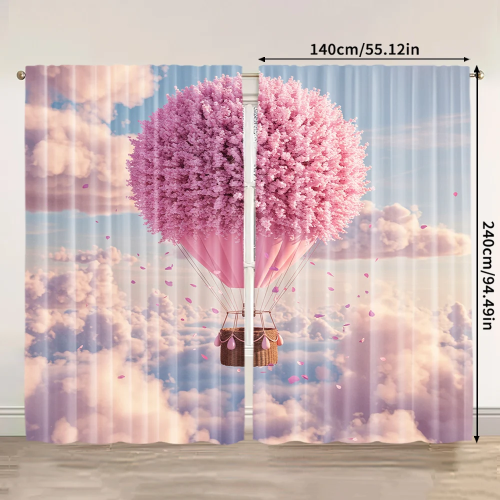 2pcs, spring summer Curtains Sakura and the man in the red dress Light Filtering Sheer Curtains Versatile Durable Polyester 3