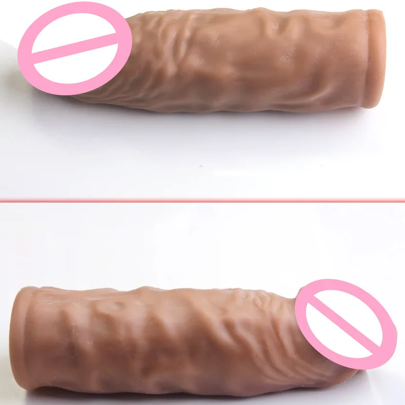 Penis Sleeve 14/16/20CM Realistic Extender Reusable Dildos Condom Delay Ejaculation Dick Enlargement Sex Toys for Men