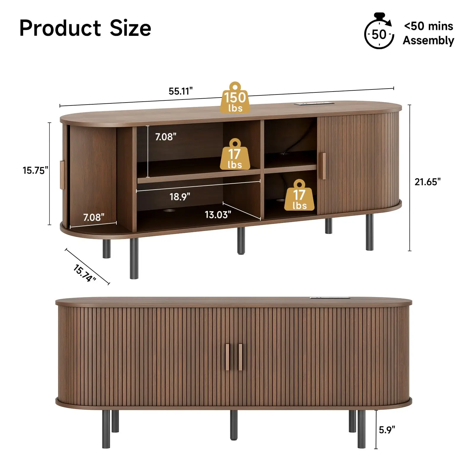Modern TV Stand with Power Outlet 3