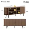 TV Stand Living Room Furniture with Power Outlet for TVs up to 60/70",TV Table with Sliding Doors Storage Adjustable Shelves 3