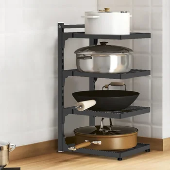 Mensola da cucina Scaffale salvaspazio per utensili da cucina Scaffale per pentole regolabile 2-4 livelli sotto il lavello/angolo applicabile 1