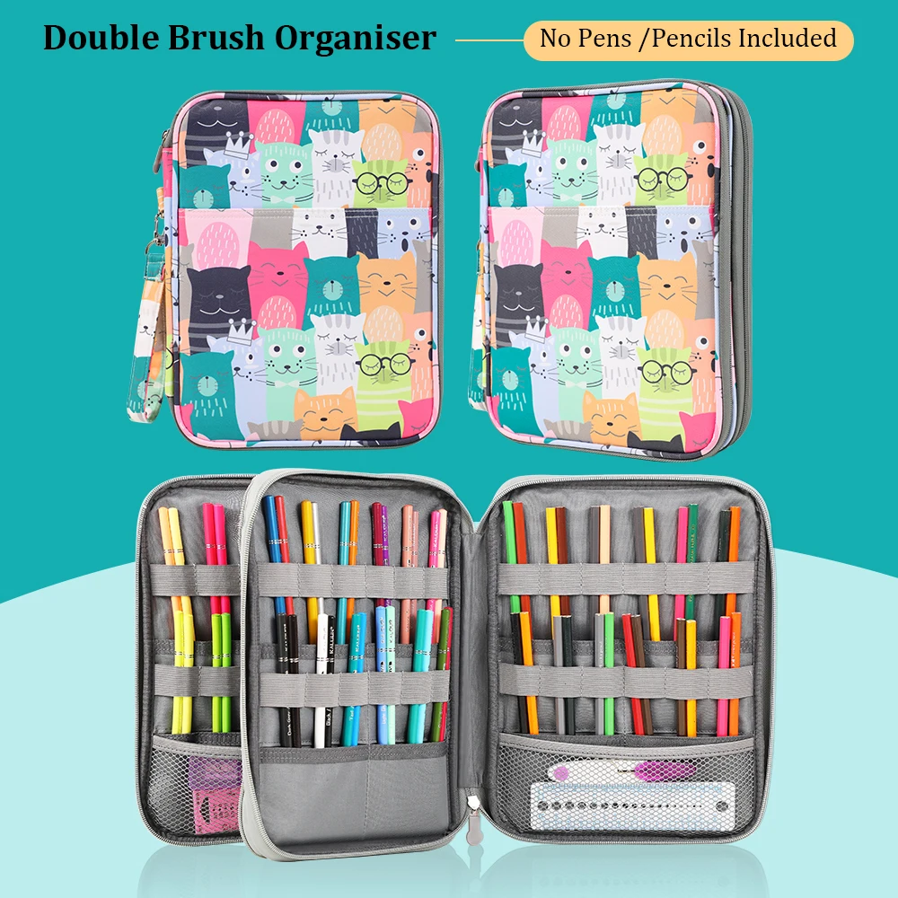 Cat Pattern Hand Knitting Kit Crochet Hook Zip Waterproof Storage Bag DIY Printing Storage Bag Crochet Needle Set