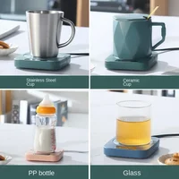 Smart Constant - Temp Cup Warmer, 55℃ Metal Panel, Multi - Mug Compatible, 16W Low - Power, Office/Home Heating Mat US/EU 3