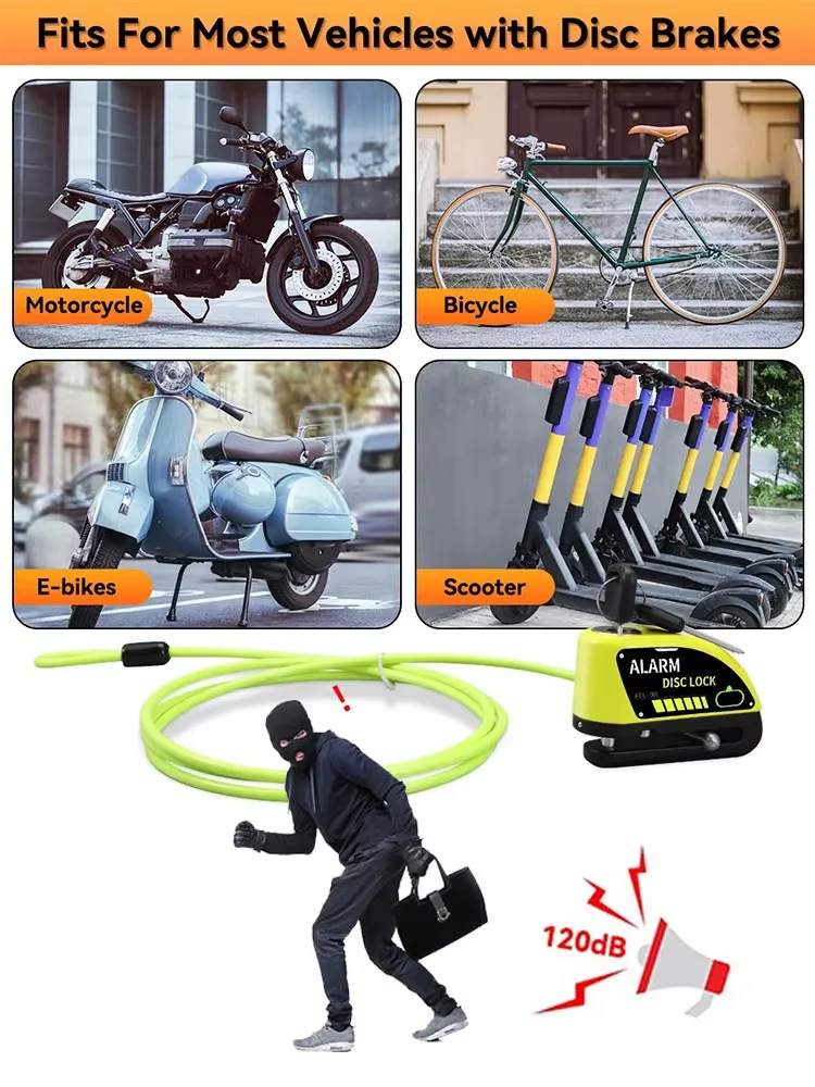 1.2M Yellow Disc Lock Reminder Cable 5