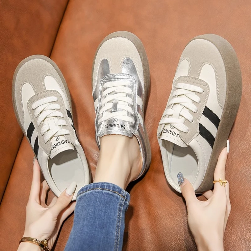 HKDQ Brand Designer Vulcanized Shoes for Womens Spring  Autumn Luxury Womens Slip-on Flat Shoes Casual Fashion Womens Shoes 5
