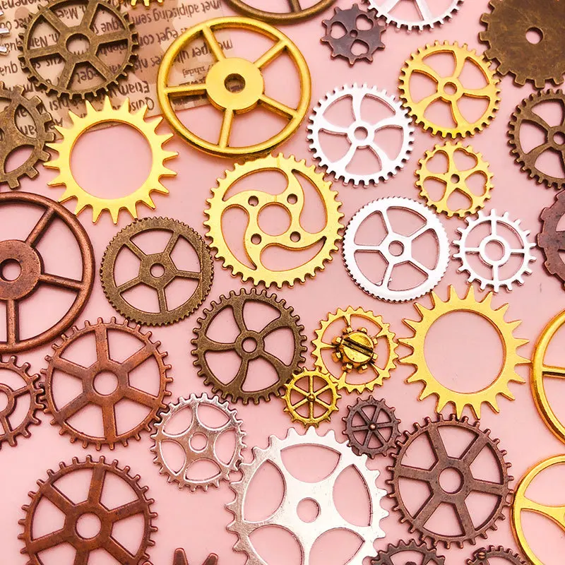 

50Gram 4 Colors Mix Retro Mechanical Gear Steampunk Charm For Jewelry Making DIY Bracelet Necklace Accessories Wholesale Supply