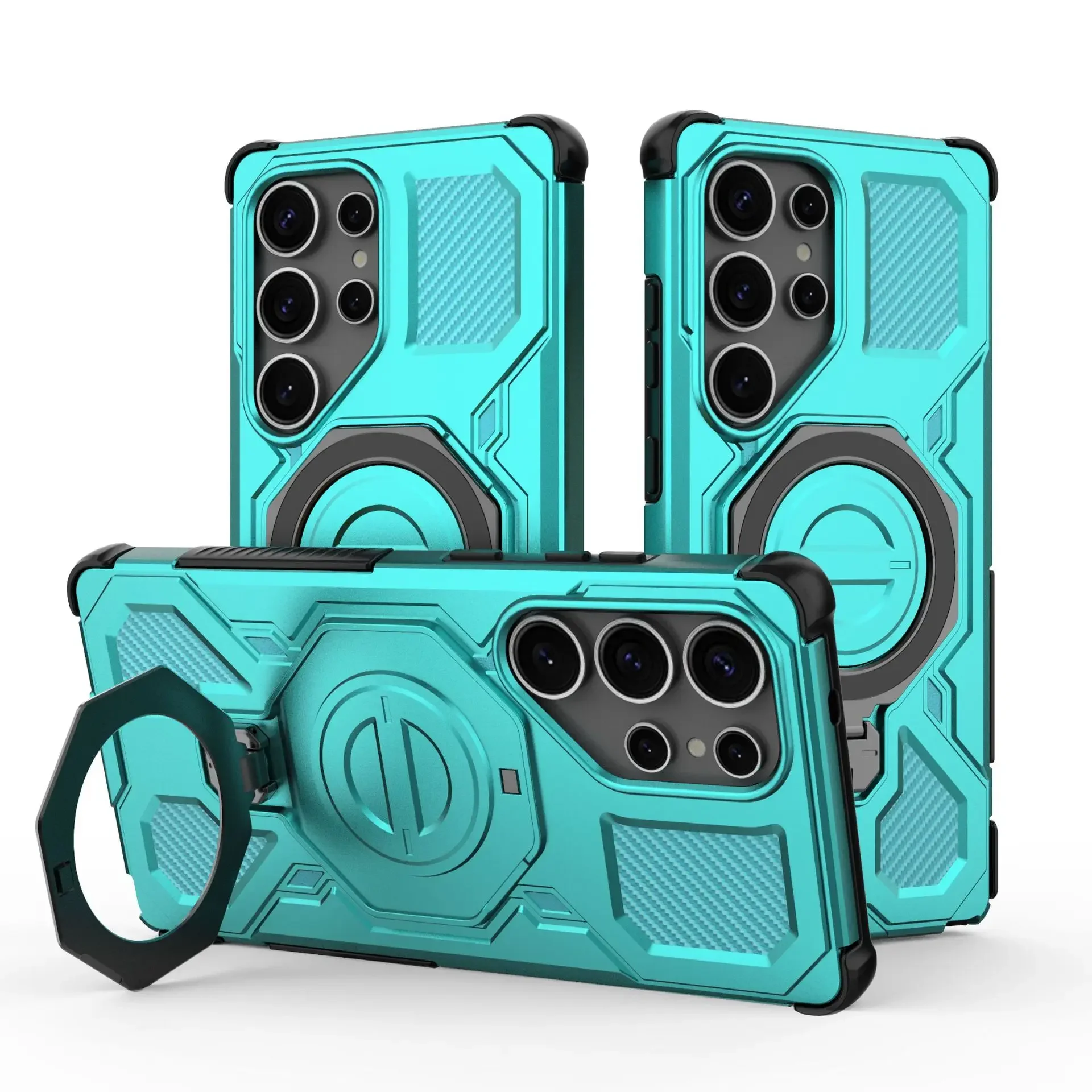 Invisible Stand Phone Case with 360° Rotatable Magnetic Ring Holder - Shockproof PC+TPU Cover