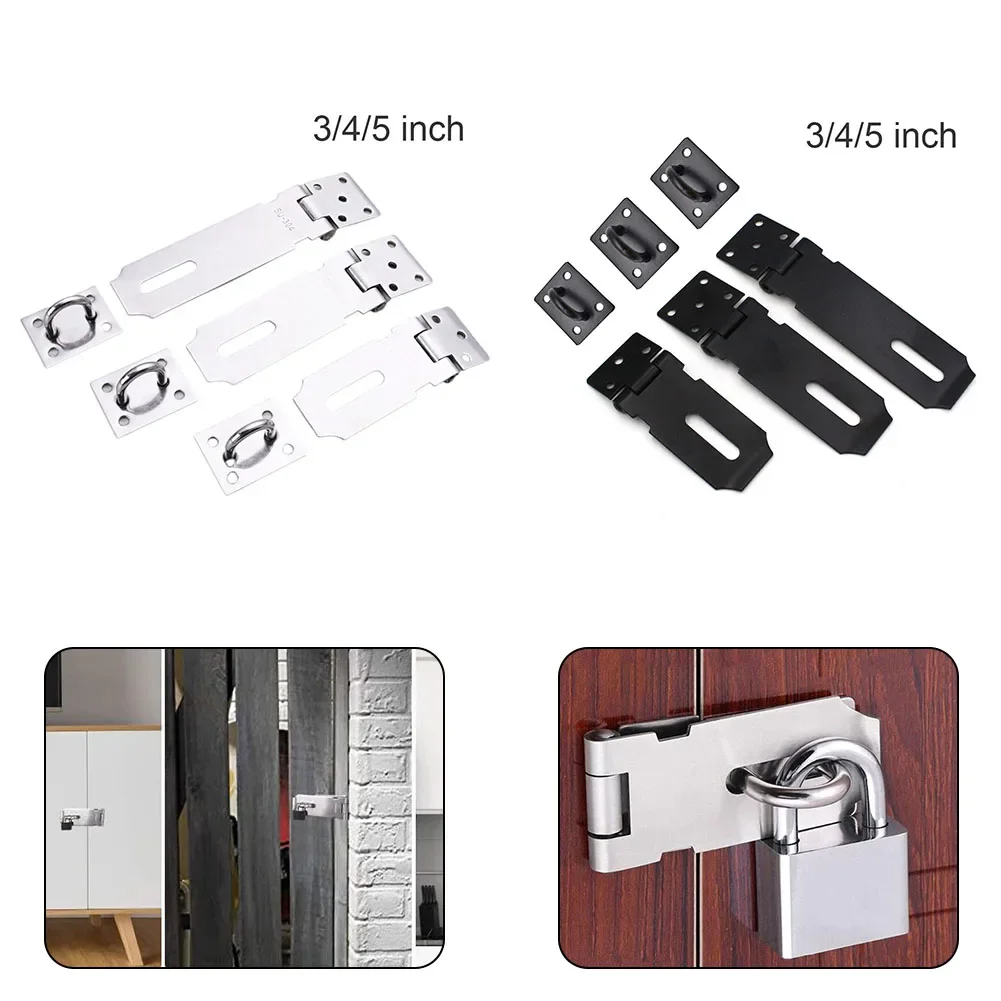 Door Latch Stainless Steel Drawer Padlock Hasp Door Clasp Lock Home Burglar-proof Bolt Door Buckle Screws Safety Padlock