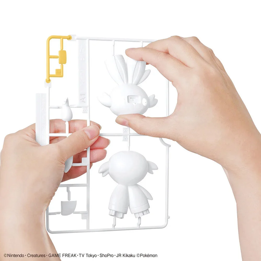 오리지널 반다이 피규어 키트 퀵 시리즈 Scorbunny Hibanny 조립 Collectible 장식품 피겨 모델 완구 선물 11Cm