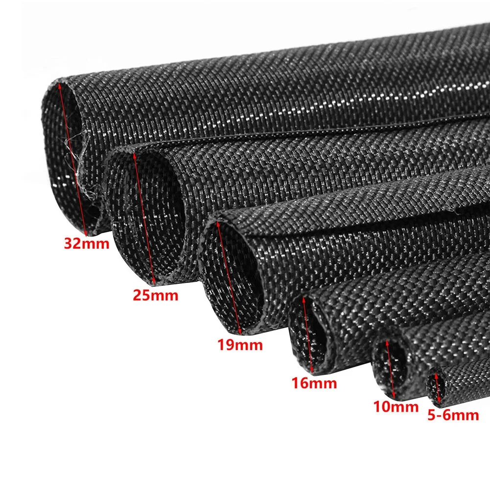Description Picture 6 of item1pc Black Expandable Braided Cable Sleeve 5-16mm Automotive Wire Harness Cover 100 KV 1 Meter Cable Electrical Equipment
