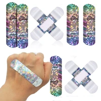 50pcs/set Cartoon Laser Color Band Aid Waterproof PE Patch Wound Dressing Sticking Plaster Holographic Color Adhesive Bandages 1