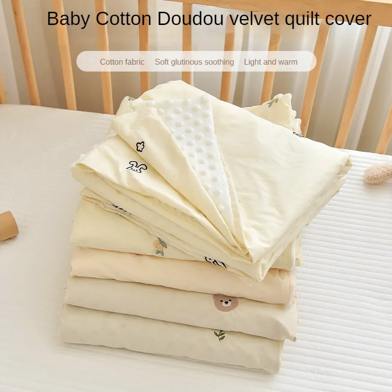 Baby Duvet Cover Newborn Cotton Bear Embroidery Pattern Bed Cover 3D Bean Velvet Blanket Comfortable Bedding Four Seasons