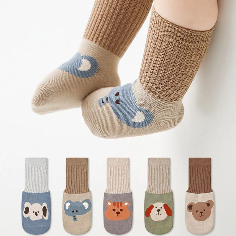 0-5 Years 5 Pairs Patchwork Cartoon Kids Baby Socks for Newborn Girls Boys Middle Length Tube Socks Baby Accessory 2