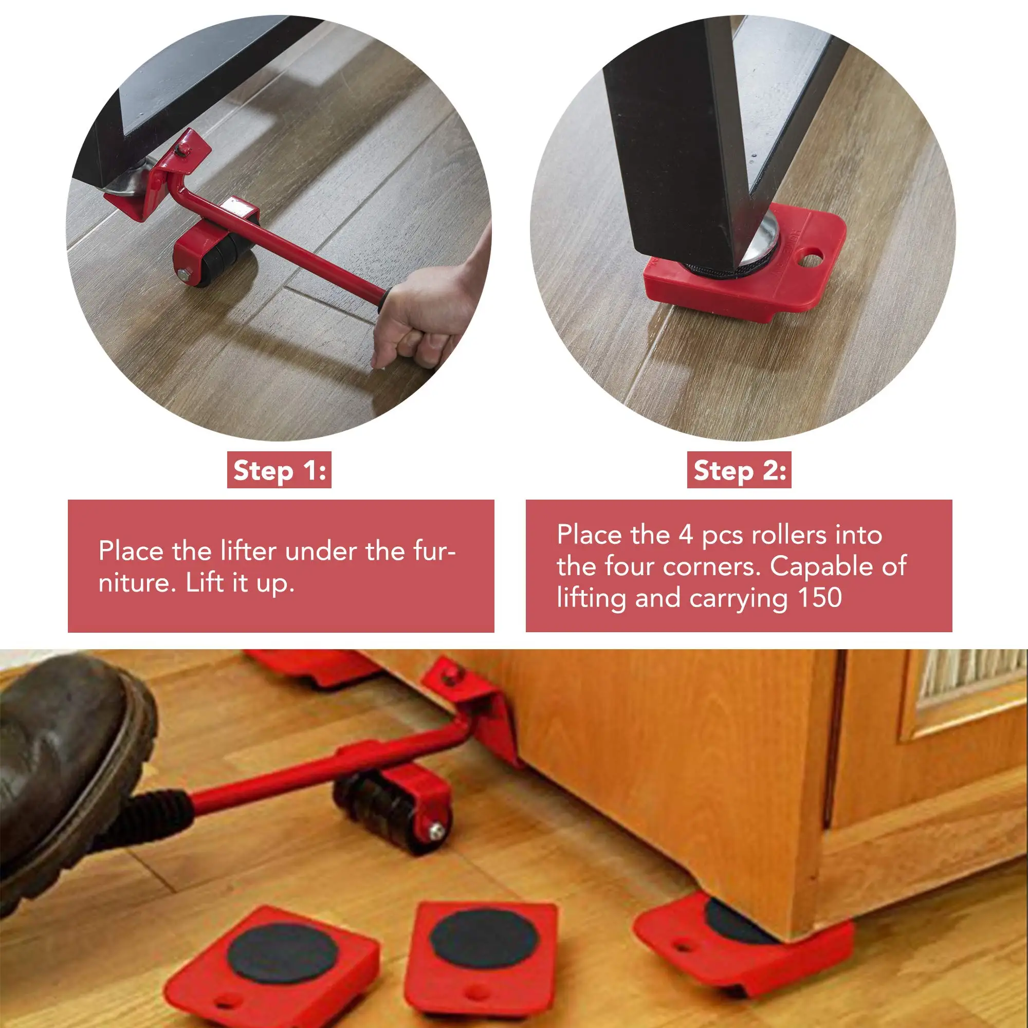 Furniture Lifter Tool Transport Shifter - Heavy Duty Appliance Rollers  Moving Men Furniture Or Refrigerator Sliders for Tile Floors - Appliance  Mover Leverage Tools for Hardwood Floors 